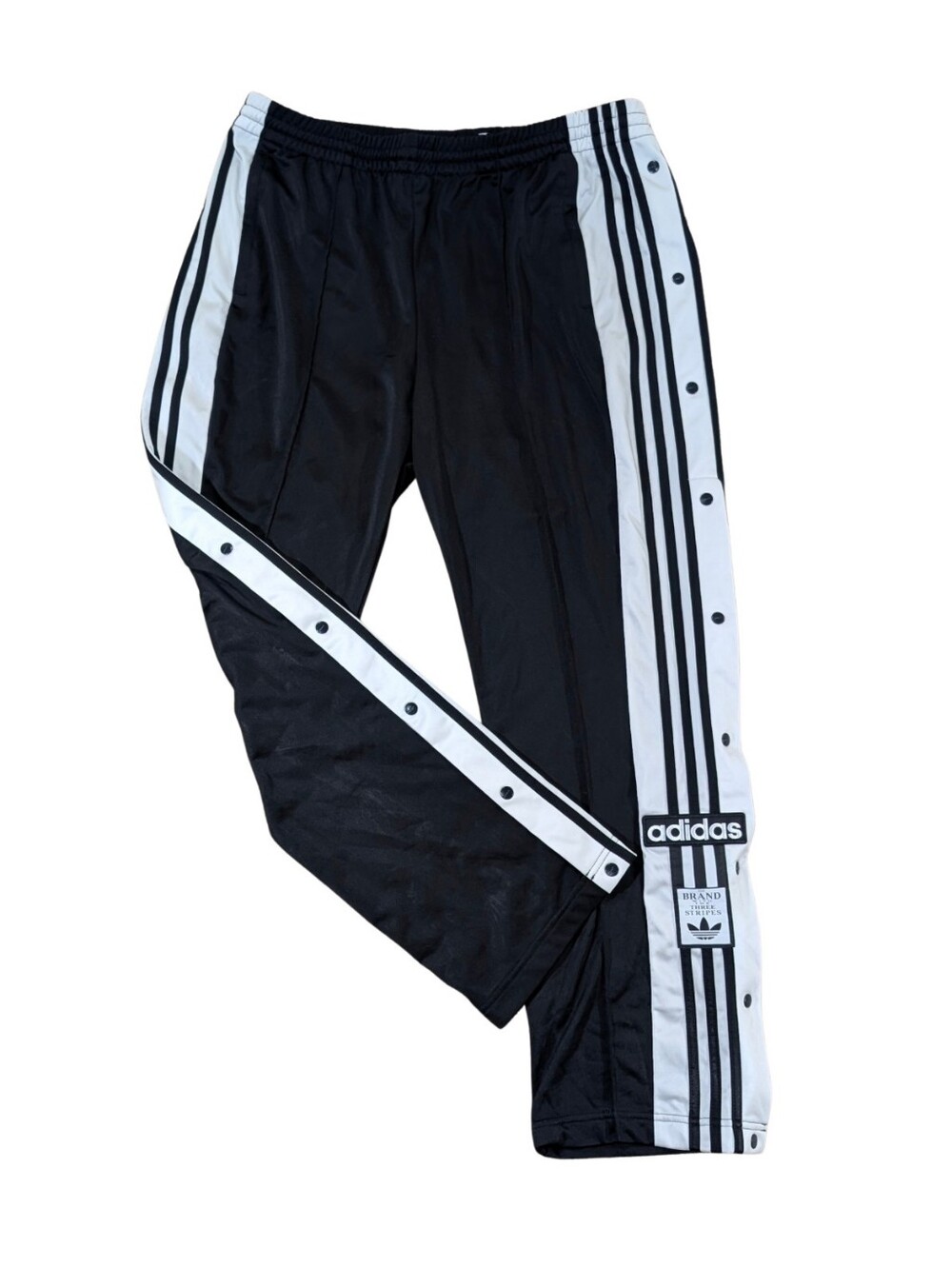adidas Originals Snap Track Pants Womens 1X Black White Tearaway Breakaway